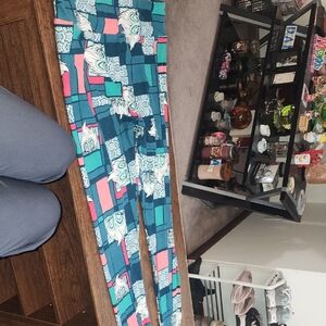 LuLaRoe Blue and White Patterned Leggings